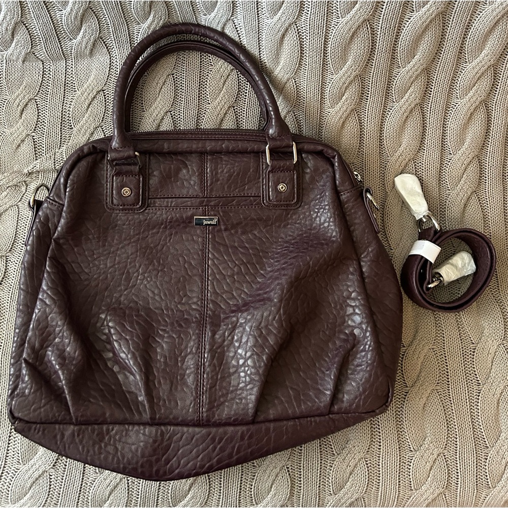 SOLD- Elegant Brown Leather Satchel with Structured Design